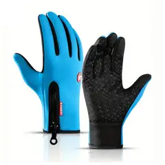 GENERICO - Guantes Táctiles Invierno Semi Impermeables Azul Claro m