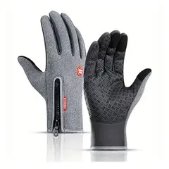 GENERICO - Guantes Táctiles Invierno Semi Impermeables Gris S