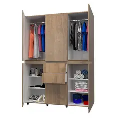 INVAL - Armario Florida 200X150X50 Cm Amaretto Blanco