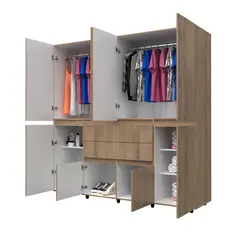 INVAL - Armario Alban 200X200X51.5 Cm Amaretto Blanco