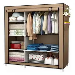 52 BITS - Closet Armario Desarmable 2 Espacios Portatil Color Café