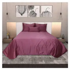 HOMETEX - Tendido Satin Gold Semidoble Rosado Oscuro