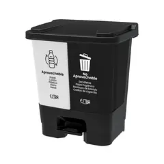 ESTRA - Caneca Plástica Pedal Doble 2x30 Litros Negro/Blanco