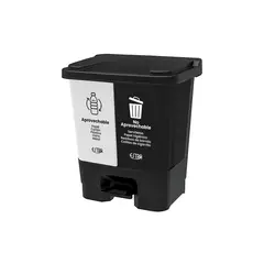 ESTRA - Caneca Plástica Pedal 20 Litros Negro Blanco