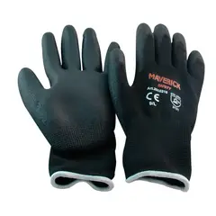 MAVERICK - Guantes De Seguridad Negros De Nylon Poliuretano Talla M