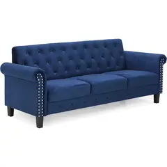 FURINNO - Sofá Chesterfield Vintage de 3 Puestos de Terciopelo