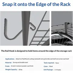 FLEXIMOUNTS - Gancho de Almacenamiento para Estante de Techo