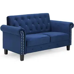FURINNO - Sofá Chesterfield Vintage de Terciopelo Marino