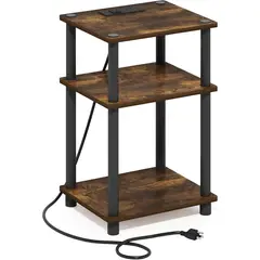 FURINNO - Mesa Auxiliar con Estación Usb y Tipo C