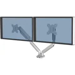FELLOWES - Brazo Soporte Dual Para Monitor Platinum Con Puertos USB Plateado