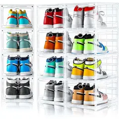 AMLLAS - 12 Cajas Transparentes Apilables para Zapatos