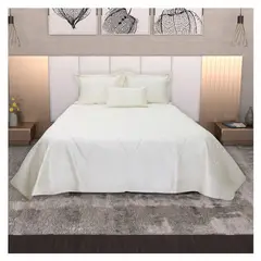 HOMETEX - Tendido Satin Gold Doble Blanco Perla