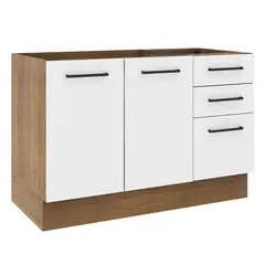 MADESA - Mueble De Cocina Bajo Agata 120 Cm Marrón/Blanco