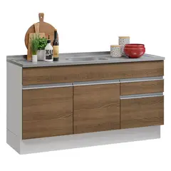 MADESA - Mueble de Cocina Bajo Glamy 150cm Com Mesón de Acero B/m