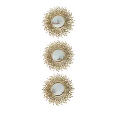 undefined - Set de 3 Espejos 25x25 cm Sol Oro Shine