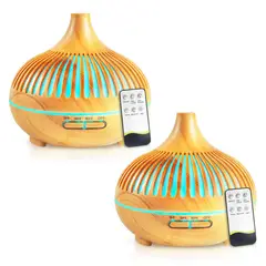 ENERGY PLUS - Combo: 2 Difusores Aromas Con Control Luces Led Temporizador Mader