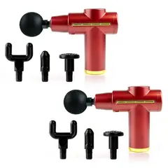 STYLE STARS - Combo: Dos Pistolas Masajeadoras de Percusión. Portátil 6vel Rojo