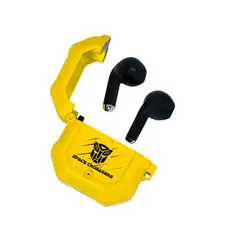 TRANSFORMERS - Audífonos Tws Case Metálico Amarillo Licencia Tra