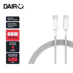 DAIRU - Cable Carga Rapida de Usb C a Usb C. Potencia 65 W Cable 1m