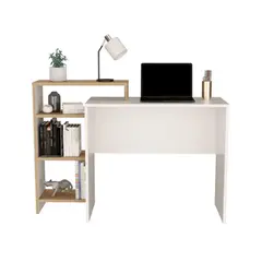 VIRTUAL MUEBLES - Escritorio Estelar Plus 89x125cm Blanco y Café