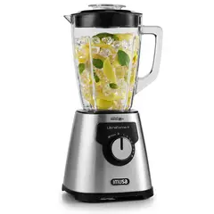 IMUSA - Licuadora Ultraforce + 8V, 1000W, Vaso de Vidrio, 2.2 L, Acero inoxidable