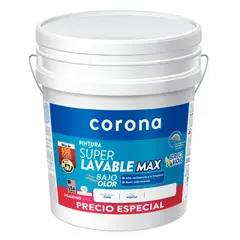 CORONA - Pintura Súper Lavable Para Interiores Max Blanco 5 Galones