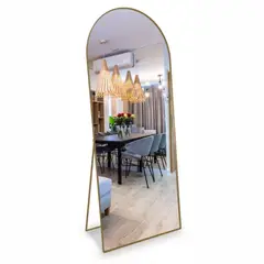 GENERICO - Espejo Cuerpo Entero de Piso Marco Metal Con Soporte 60x150 cm Dorado