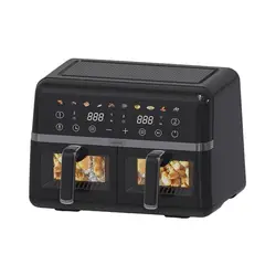 MERTEC - Freidora de Aire Digital 9 litros Doble Canasta 11 funciones