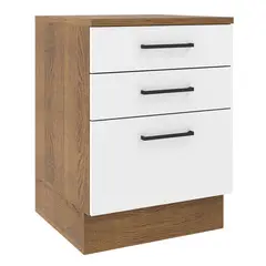 MADESA - Mueble de Cocina Bajo 3 Cajones Agata 60 cm Marrón/blanco