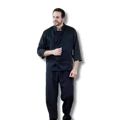 TOUCAN CHEF UNIFORMS - Uniforme Chef Chaqueta Negra Pantalón Negro Hombre S