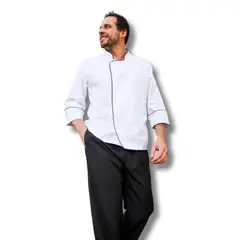 TOUCAN CHEF UNIFORMS - Uniforme Chef Chaqueta Blanca Pantalón Negro Hombre S