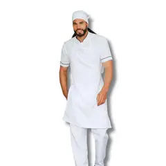 undefined - Uniforme Antifluido Cocina Camisa Blanca Pantalón Blanco Delantal Peto Blanco Obsequio Cofia Blanca Hombre S