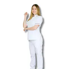 TOUCAN CHEF UNIFORMS - Uniforme Antifluido Cocina Camisa Blanca Pantalón Blanco Dama XS