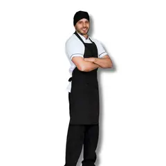 undefined - Uniforme Antifluido Cocina Camisa Blanca Pantalón Negro Delantal Peto Negro Obsequio Cofia Negra Dama XS