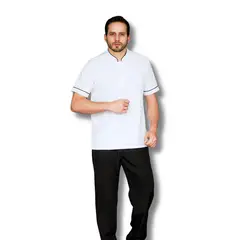 TOUCAN CHEF UNIFORMS - Uniforme Antifluido Cocina Camisa Blanca Pantalón Negro Hombre S