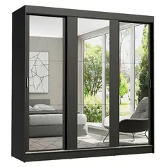 MADESA - Closet Reno 3 Puertas Corredizas con Espejos Negro