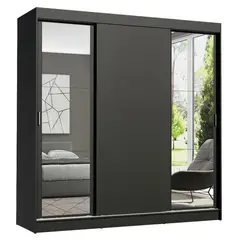 MADESA - Closet Reno 3 Puertas Corredizas con 2 Espejos Negro