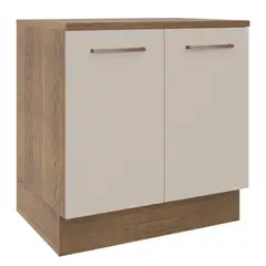 MADESA - Mueble de Cocina Bajo 2 Puertas Agata 80 cm Marrón/crema