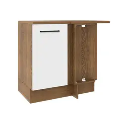 MADESA - Mueble de Cocina Bajo de Esquina Agata 1 Puerta Marrón/Blanco