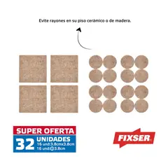 undefined - Kit Fieltros Adh Uso Pesado Sala Y Comedor X 32 Unidades Fixser