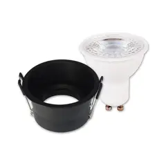 GENERICO - Ojo de Buey Negro Led Luz Neutra Redondo 7w Certificado