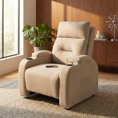 ELITE LIVING - Silla Reclinable Logan 1 Puesto Estatica Tela Camel