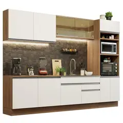 MADESA - Cocina Integral Glamy 3.10m Marrón/Blanco Sin Mesón