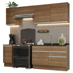 MADESA - Cocina Integral Glamy 2.40m Marrón Sin Mesón