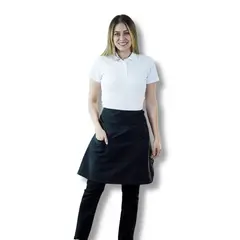 TOUCAN CHEF UNIFORMS - Uniforme MeseroCamiseta Polo Blanca Xl + Pantalon Jean Negro T18 + Delantal de Cintura Dama