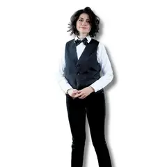 undefined - Uniforme Mesero Camisa Oxford Blanca L + Pantalón Negro T12 + Chaleco Negro Dama + Corbatín