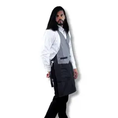 TOUCAN CHEF UNIFORMS - Uniforme Mesero Camisa Oxford Blanca m + Pantalon Jean Negro T34 + Delantal Tipo Chaleco Hombre