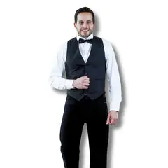 TOUCAN CHEF UNIFORMS - Uniforme Mesero Camisa Oxford Blanca S + Pantalón Negro T28 + Chaleco Negro Hombre + Corbatín