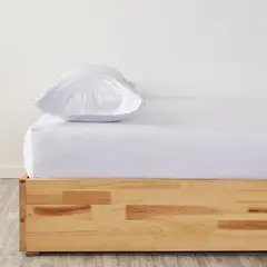 DISTRIHOGAR - Set Sábana+Fundas 400H 100% Algodón Blanco Sencillo