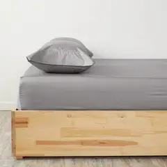 DISTRIHOGAR - Set Sábana Ajustable + Fundas Hotel Experience 300 Hilos 100% Algodón Gris Sencillo